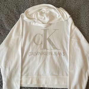 Calvin Klein Monogram Letter Drawstring Hoodie. Size large